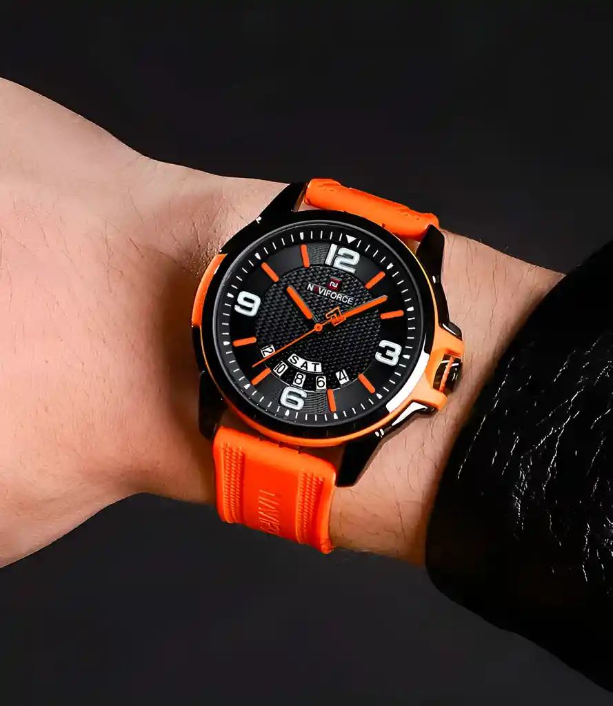 Reloj Naviforce Casual Nf9215t Crono Hombre Goma + Estuche