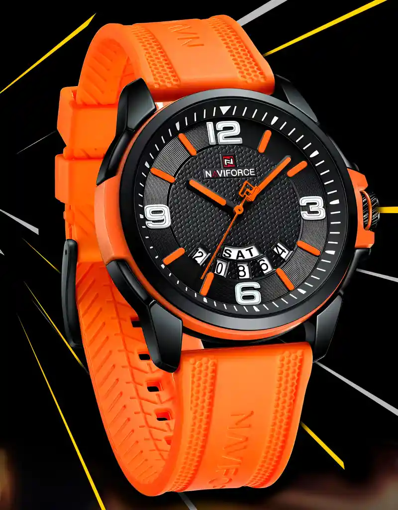 Reloj Naviforce Casual Nf9215t Crono Hombre Goma + Estuche