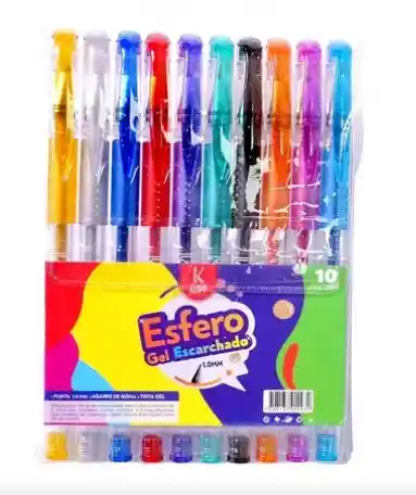 Kit De Boligrafo En Gel Escarchado 10 Unidades Colores