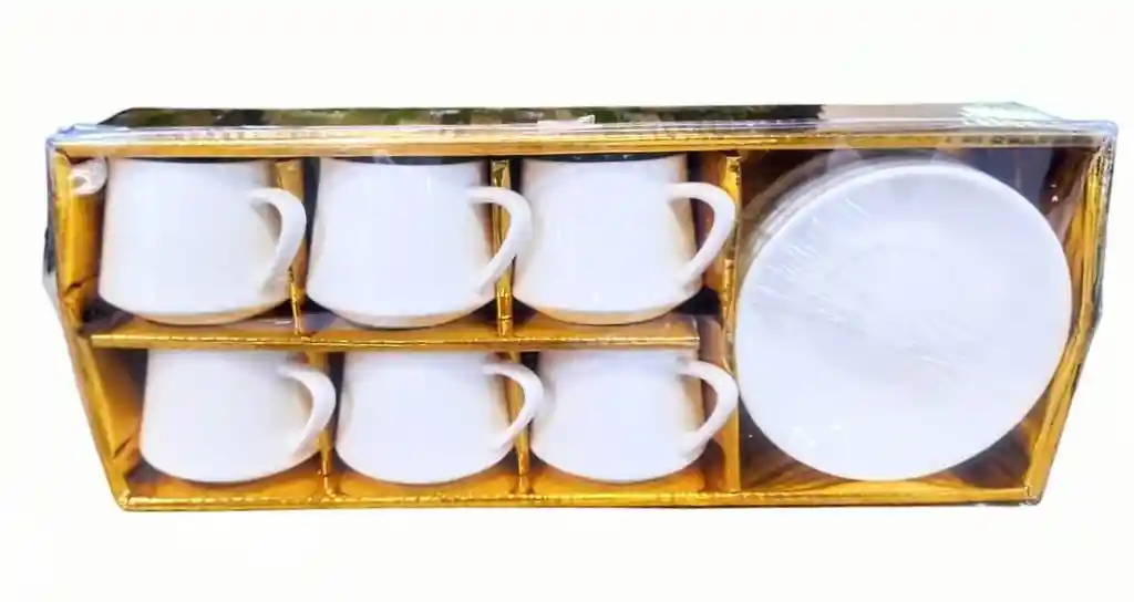 Set Pocillos Mug Taza Tacita Tinto Café X 6 Unidades Con Platosc