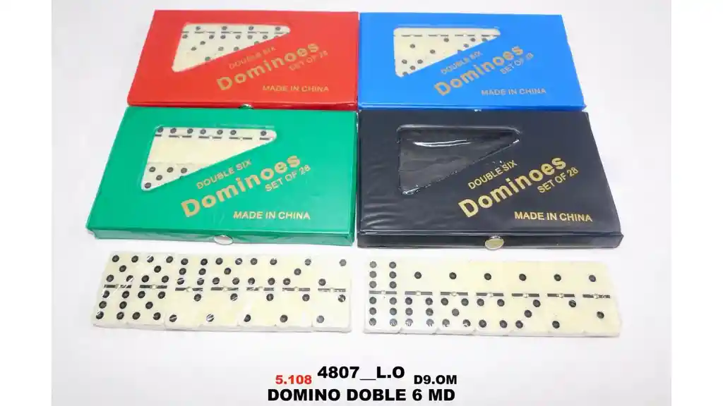 Juego De Mesa Domino Doble 6 Puntos Blanco Y Negro 28 Piezas