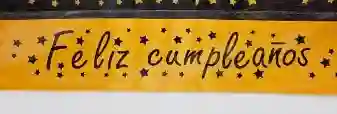 Banda Feliz Cumpleaños Cinta Dorado Letra Negra