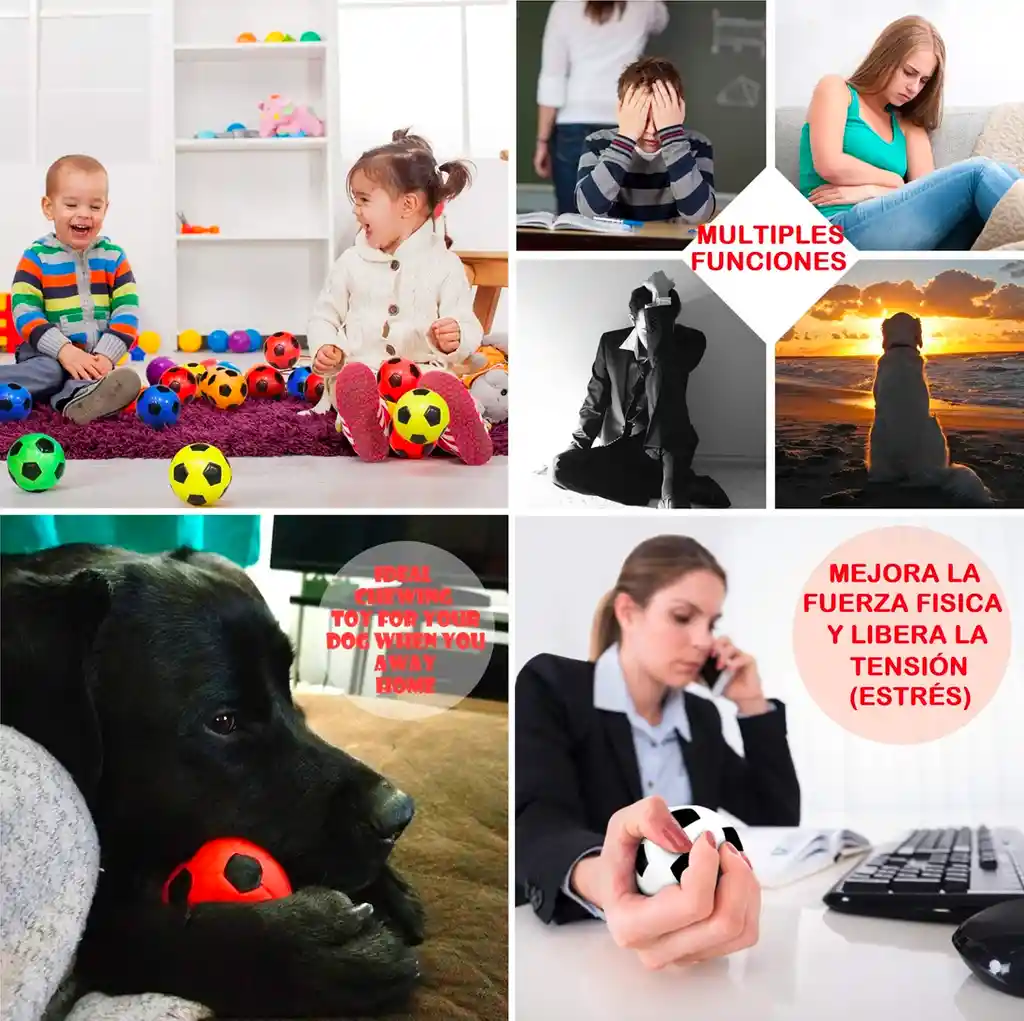 Pelotas Antiestres X6u Espuma De Goma Alto Relieve Colores/ Colores
