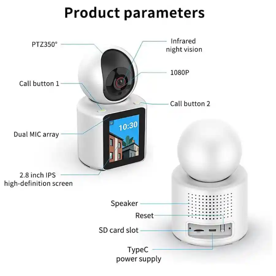 Cámara De Seguridad Ip Robótica Videollamada Wifi Pantalla