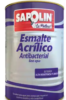 Esmalte Acrilico Sapolin Antibacterial Blanco Satinado De 1/4 De Galon