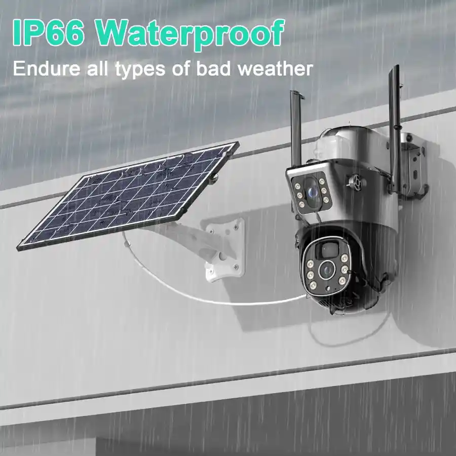 Camara De Vigilancia Doble Lente Solar Wifi