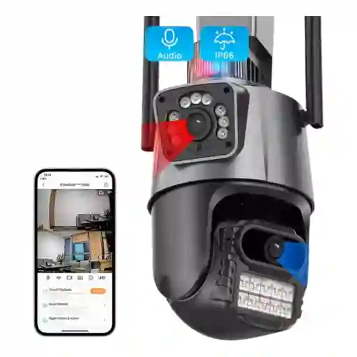 Camara Doble Lente Con Alarma Con Deteccion De Movimiento