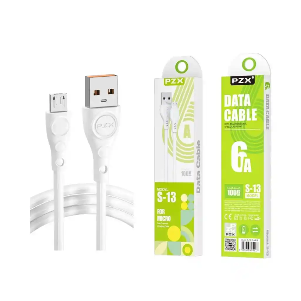 Cable De Carga Y De Datos 1 Metro 5a Micro Usb V8 S-13 Pzx