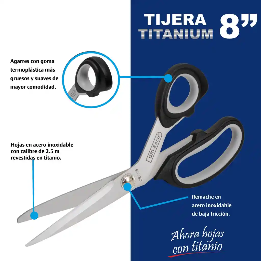 Tijera Titanium 8 Pulgadas Offi-esco