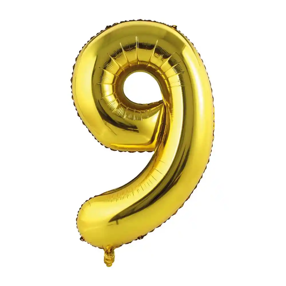 Globo Metalizado Número 9 Dorado Mate 16 Pulgadas