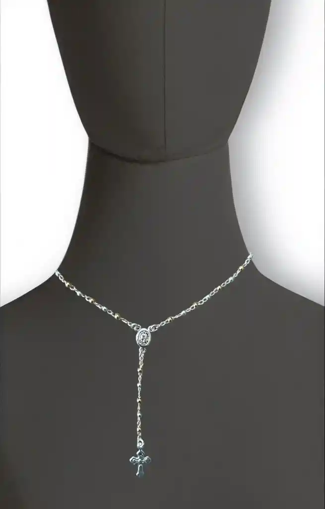 Cadena En Plata Ley 925 Con Decoracion Bañada En Oro De 14k Collar En Plata Ley 925, Gargantilla En Plata, Joyeria Joyas