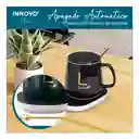 Taza Mug Pocillo Cerámica Base Electrica Calentadora Bebidas Cuchara Negro