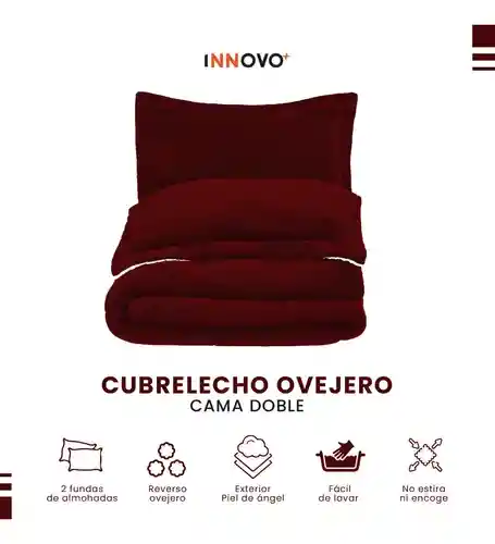Cubrelecho Térmico Doble Funda Almohadas Cama Doble Inn Home Vinotinto