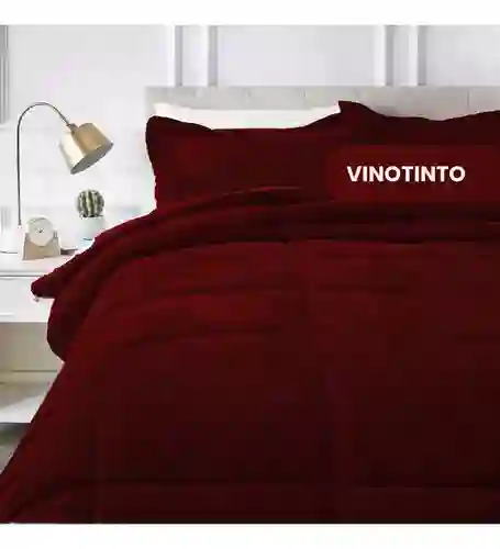 Cubrelecho Térmico Doble Funda Almohadas Cama Doble Inn Home Vinotinto