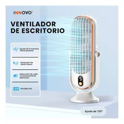 Ventilador De Mesa Escritorio Digital 5 Velocidades Silencioso Elegante Innovo Recargable