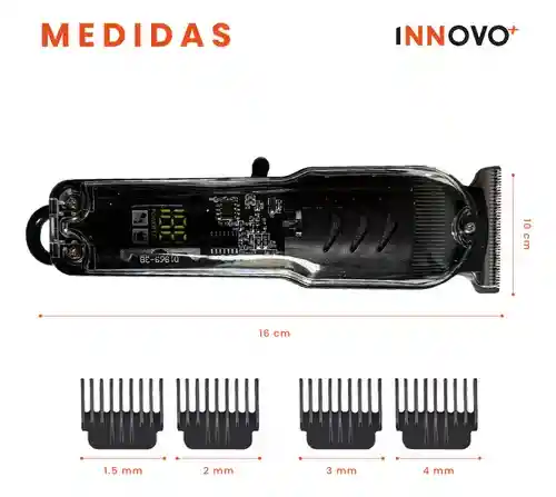 Patillera Recargable Inalambrica Con Guías Diseño Trasparente Ergonomic Clipper Innovo