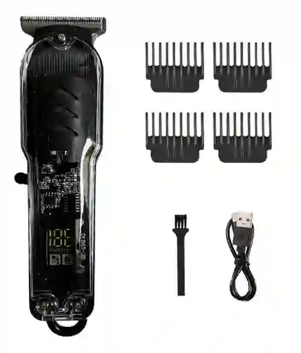 Patillera Recargable Inalambrica Con Guías Diseño Trasparente Ergonomic Clipper Innovo