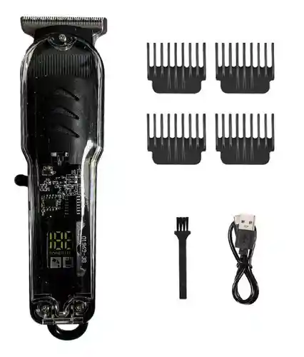 Patillera Recargable Inalambrica Con Guías Diseño Trasparente Ergonomic Clipper Innovo