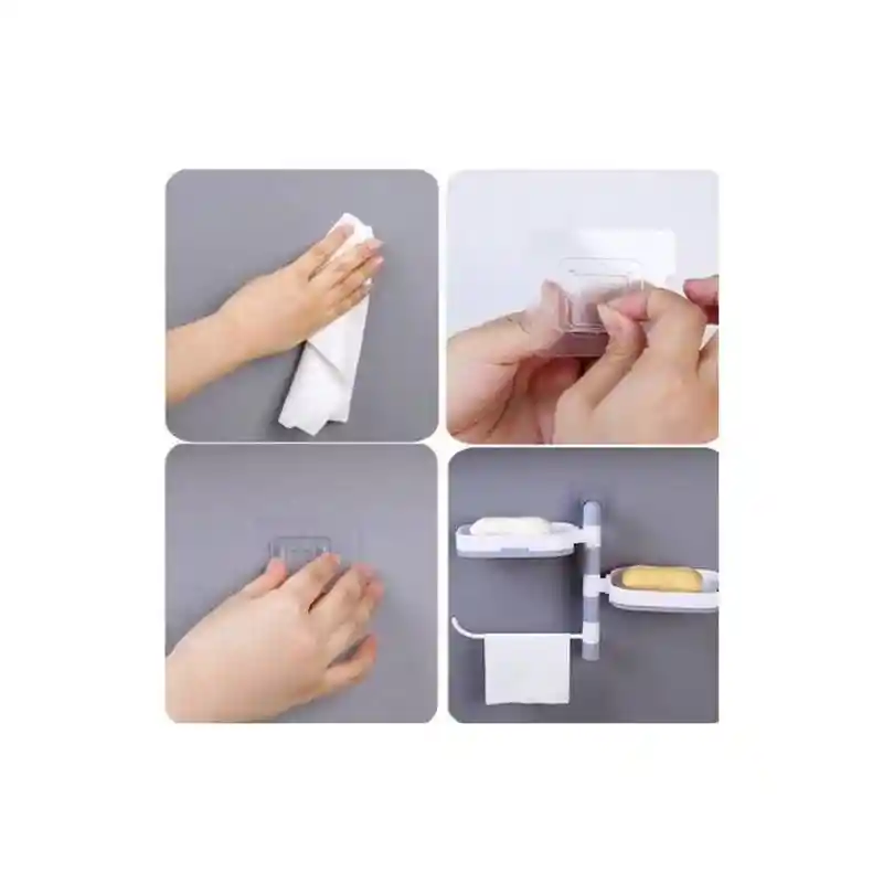 Organizador Ducha Pared Jabonera Doble Repisa Giratoria Toalla Baño