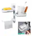 Organizador Ducha Pared Jabonera Doble Repisa Giratoria Toalla Baño