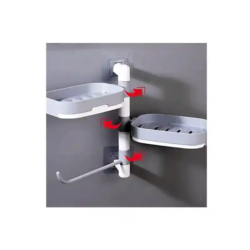 Organizador Ducha Pared Jabonera Doble Repisa Giratoria Toalla Baño