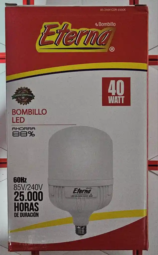 Bombillo Foco Led 40w Ahorrador De Energia A+ Voltaje 85-240v Lux 3200ml Cct 6500k Eterna