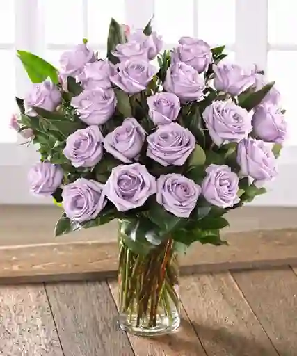 Jarrón De Rosas Moradas