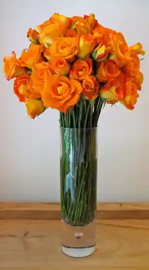 Jarrón De Rosas Naranjas