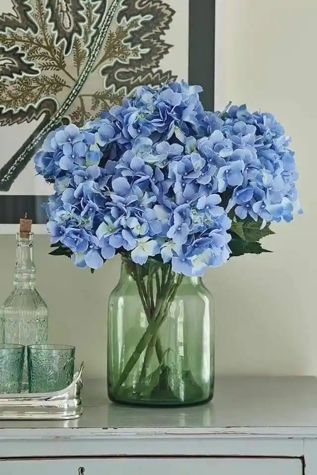 Jarrón De Hortensia Azul