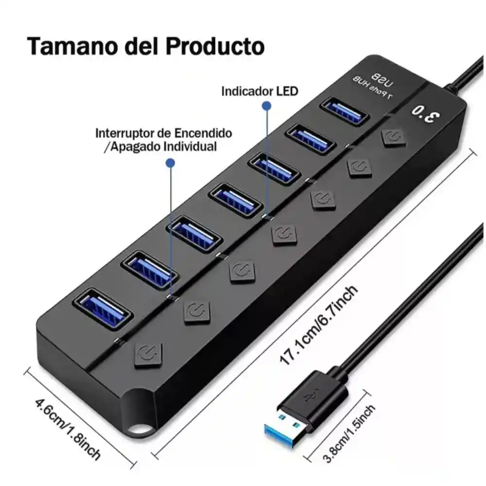 Adaptador Convertidor Multipuerto Usb 7 En 1 Hub Usb