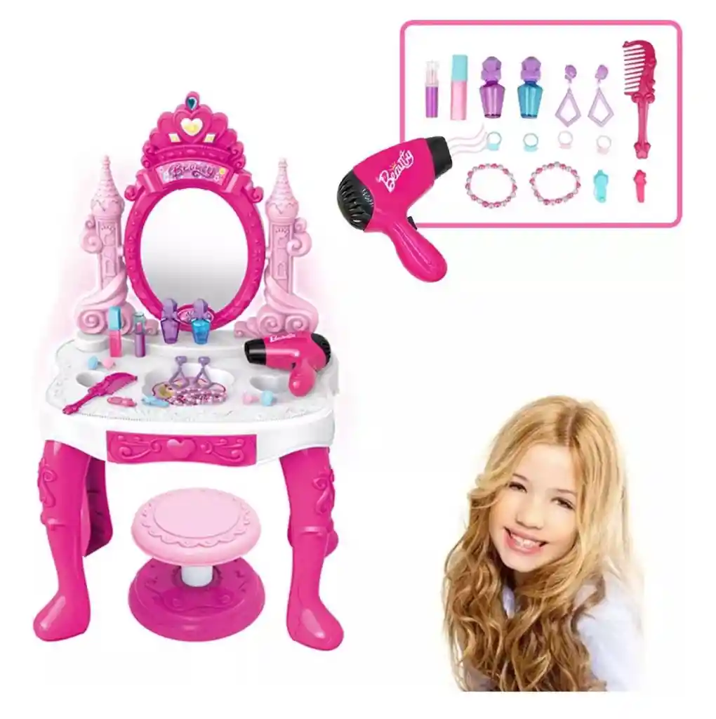 Tocador Princess Con Accesorios Color Rosa