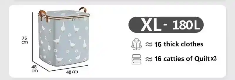 Bolsa Plegable Almacenamiento Organizador Cama Ropa Zapatos Armario 180lt