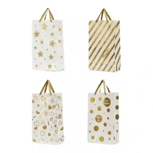 Bolsa De Regalo Blanco Con Dorado