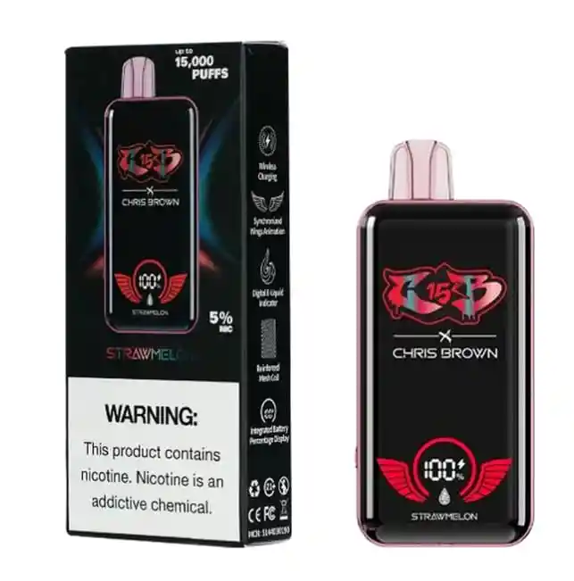 Vape Vaporizador Chris Brown 15.000 Puffs Sabor Fresas Con Crema