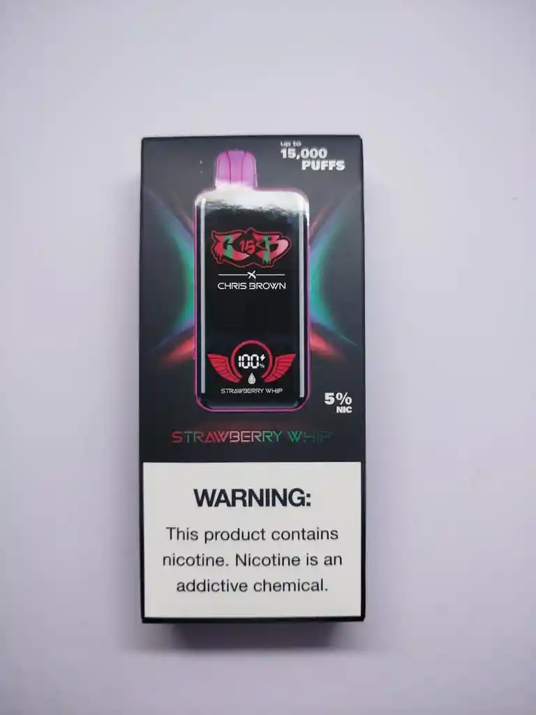 Vape Vaporizador Chris Brown 15.000 Puffs Sabor Fresas Con Crema