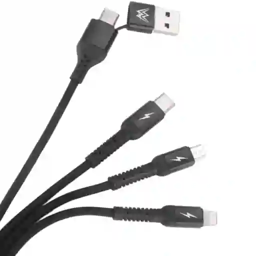 Cable Pulpo Doble Puerto C Y Usb A Tipo C, V8, Lightning 6 En 1 Carga Rapida