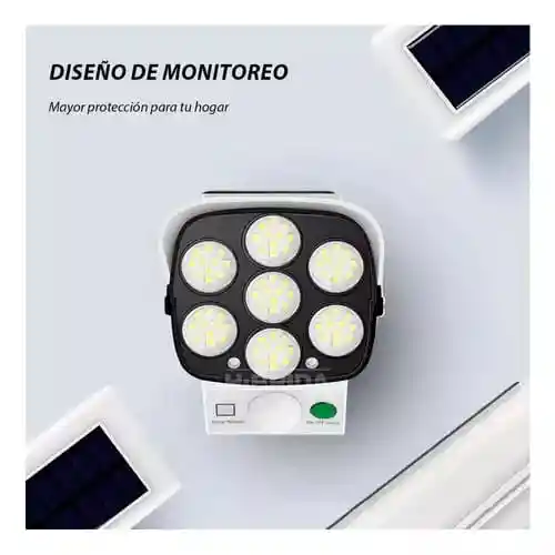 Lampara Luz Led Patio Jardin Control Remoto Reflector Solar Color Blanco Estilo Cámara Falsa