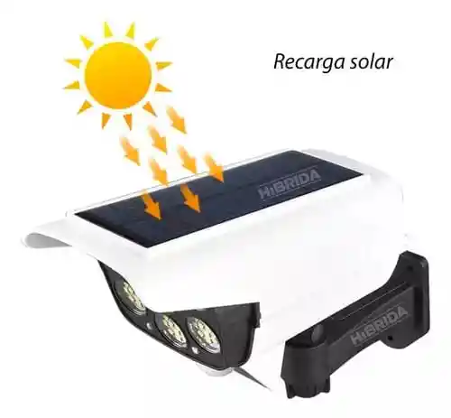 Lampara Luz Led Patio Jardin Control Remoto Reflector Solar Color Blanco Estilo Cámara Falsa