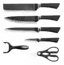 Set De Cuchillos + Pela Papas + Tijeras De Cocina 6 Piezas