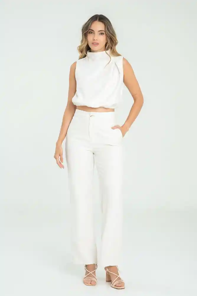Pantalon Rylee Color Blanco Crudo Talla 14