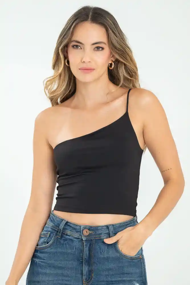Top Asimetrico Color Negro Talla S