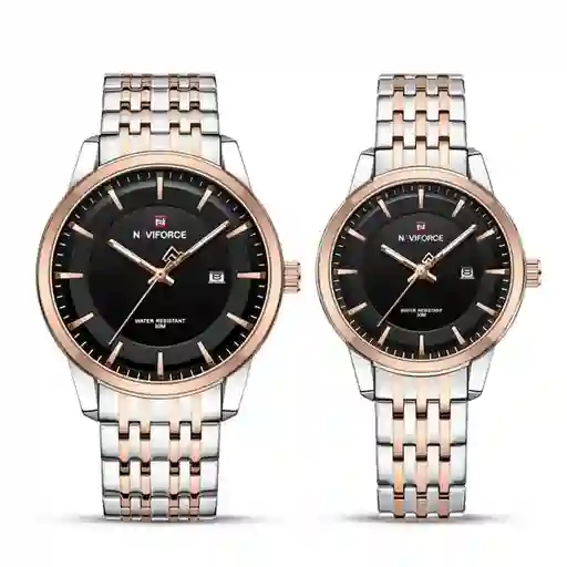 Reloj Naviforce Pareja Nf9228m Crono Love Acero + Estuche
