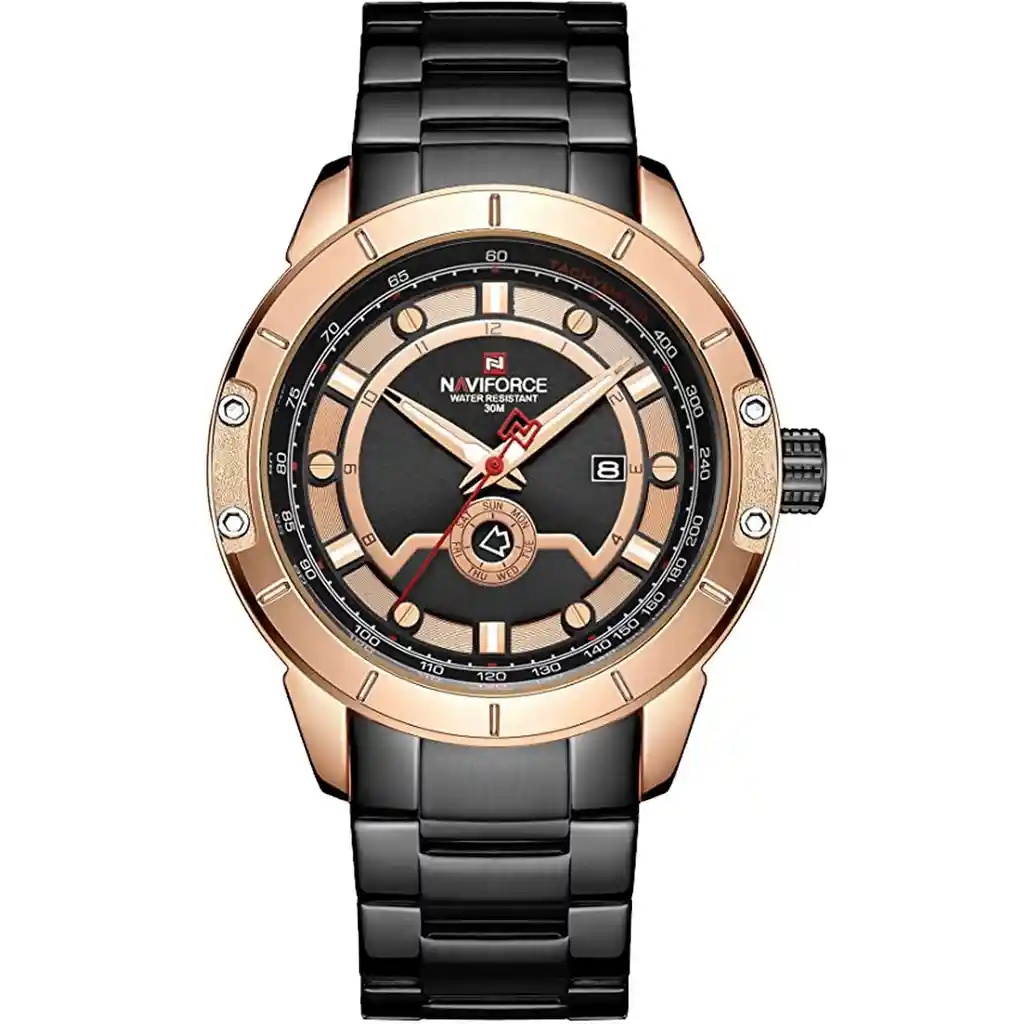Reloj Naviforce Casual Nf9166 Crono Hombre Acero + Estuche