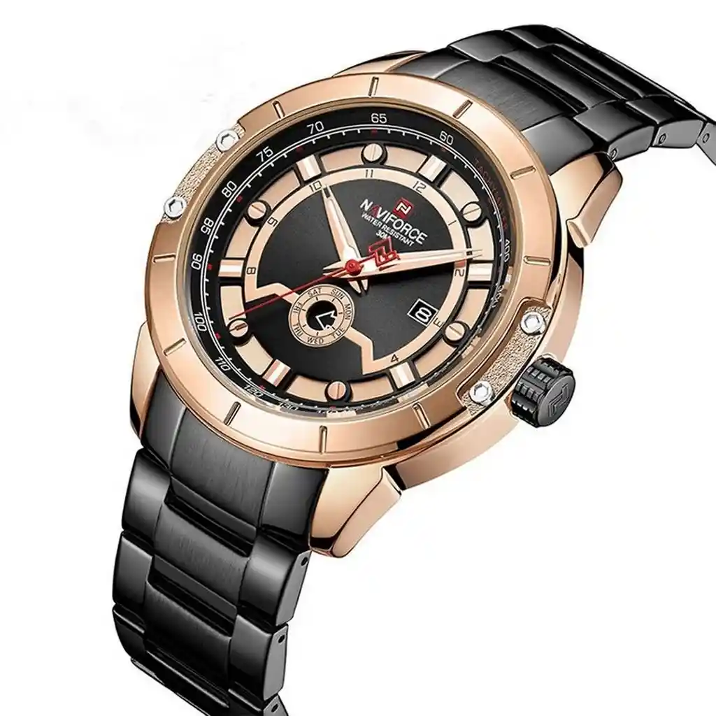 Reloj Naviforce Casual Nf9166 Crono Hombre Acero + Estuche