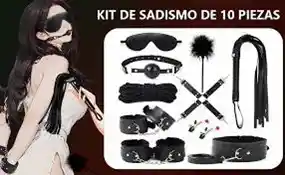 Kit Sadomasoquista 10 Piezas Bondage - Kit Sado Negro En Cuero