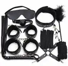 Kit Sadomasoquista 10 Piezas Bondage - Kit Sado Negro En Cuero