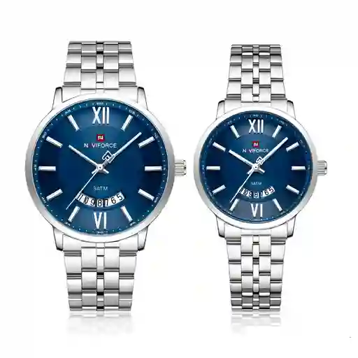 Reloj Naviforce Pareja Nf9238 Crono Love Acero + Estuche