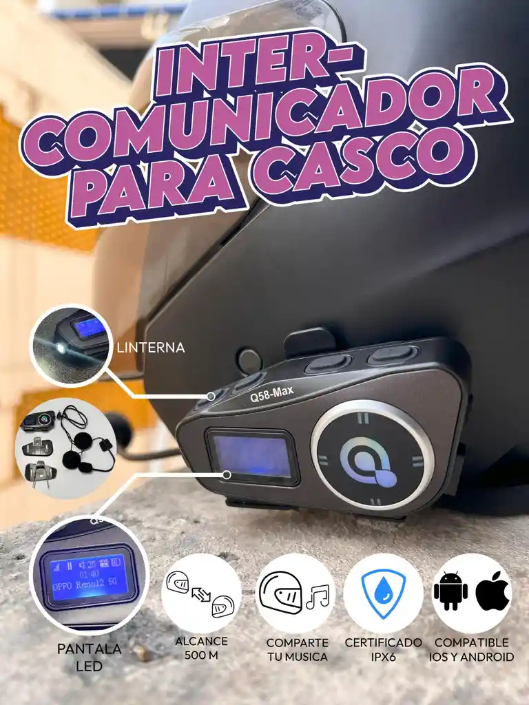 Intercomunicador Para Casco De Moto