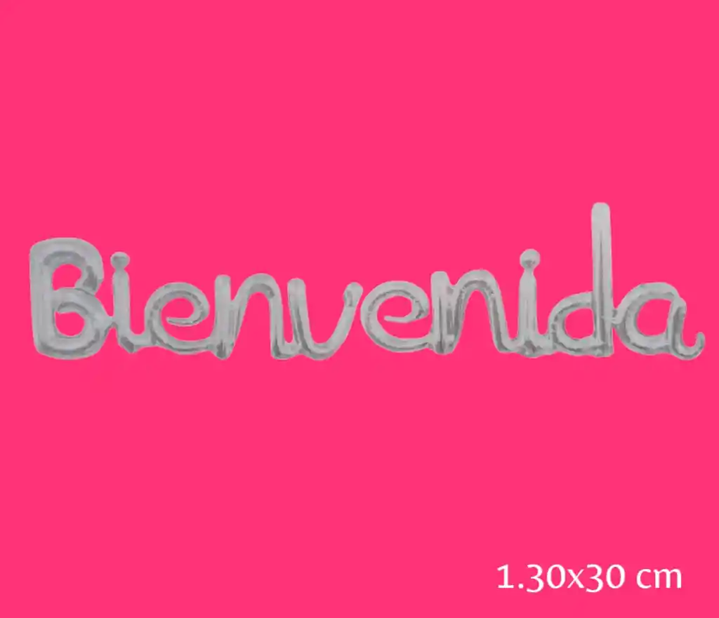 Globo Metalizado Letra Cursiva Bienvenida Plateado