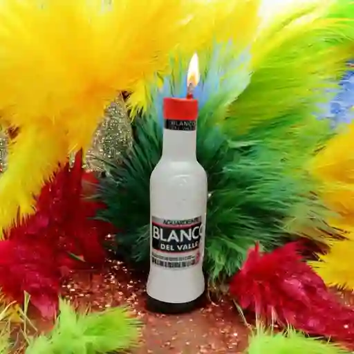 Vela En Forma Botella De Aguardiente Blanco Del Valle 9cm / X1unidad